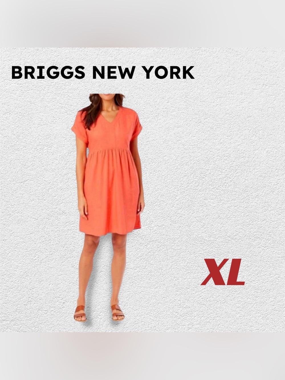 🇺🇸👍GUC BRIGGS NEW YORK  | XXL | Everyday casual Linen blend coral mini dress